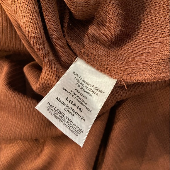 NWT Time & Tru Maternity Size L Brown Ribbed Knit Long Sleeve Maxi Dress - Picture 10 of 12